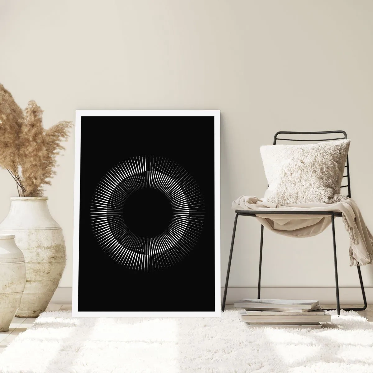 Poster - Eine faszinierende Komposition aus einem leuchtenden Kreis auf schwarzem Hintergrund. - 50x70cm - Schwarze Sonne - Moderne Wanddekoration für Wohnzimmer und Schlafzimmer ARTTOR