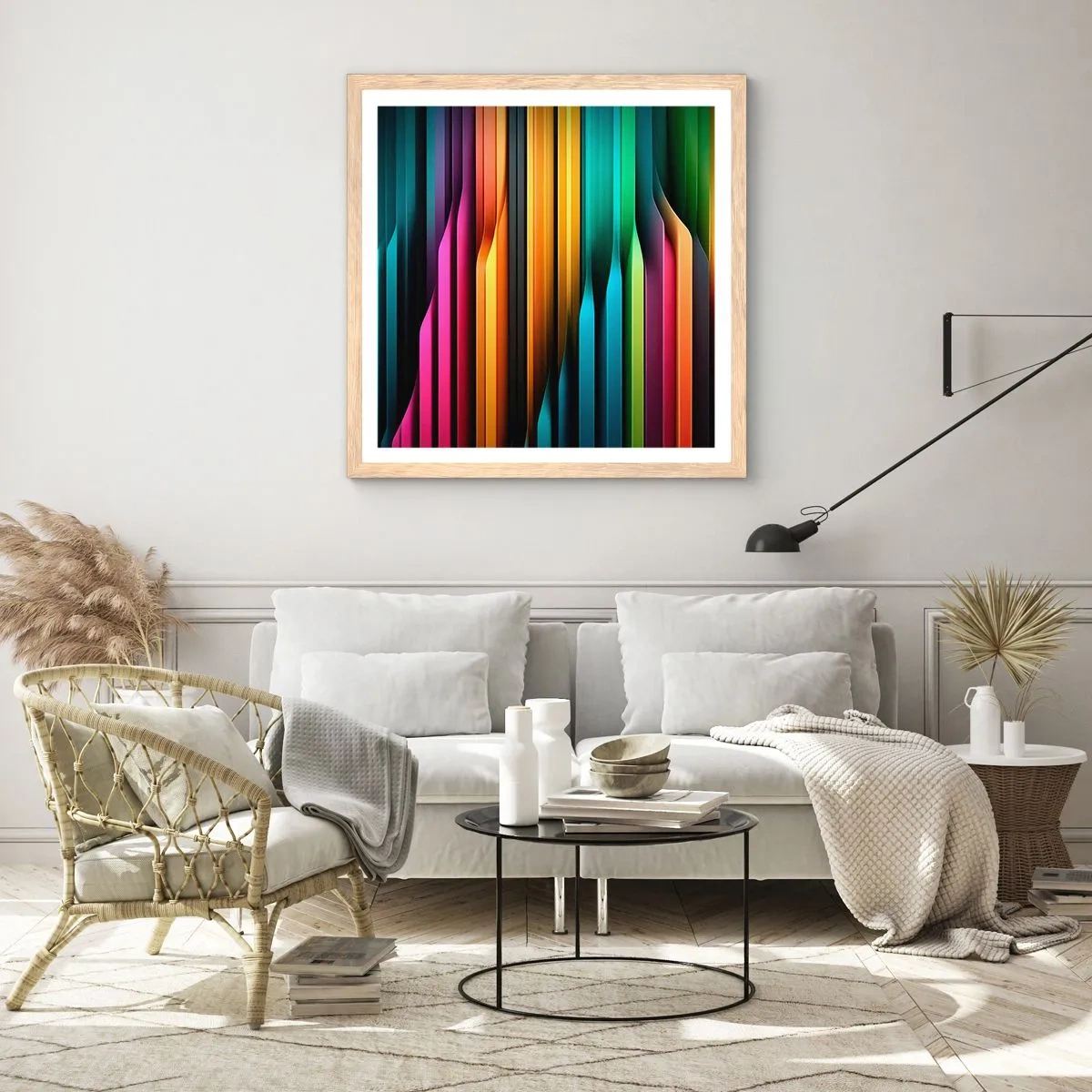 Poster in einem Rahmen aus heller Eiche - Lichtorgan - 50x50 cm