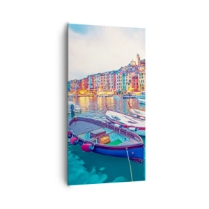 Bild auf Leinwand - Leinwandbild - Bunter Abend im Hafen - 65x120 cm