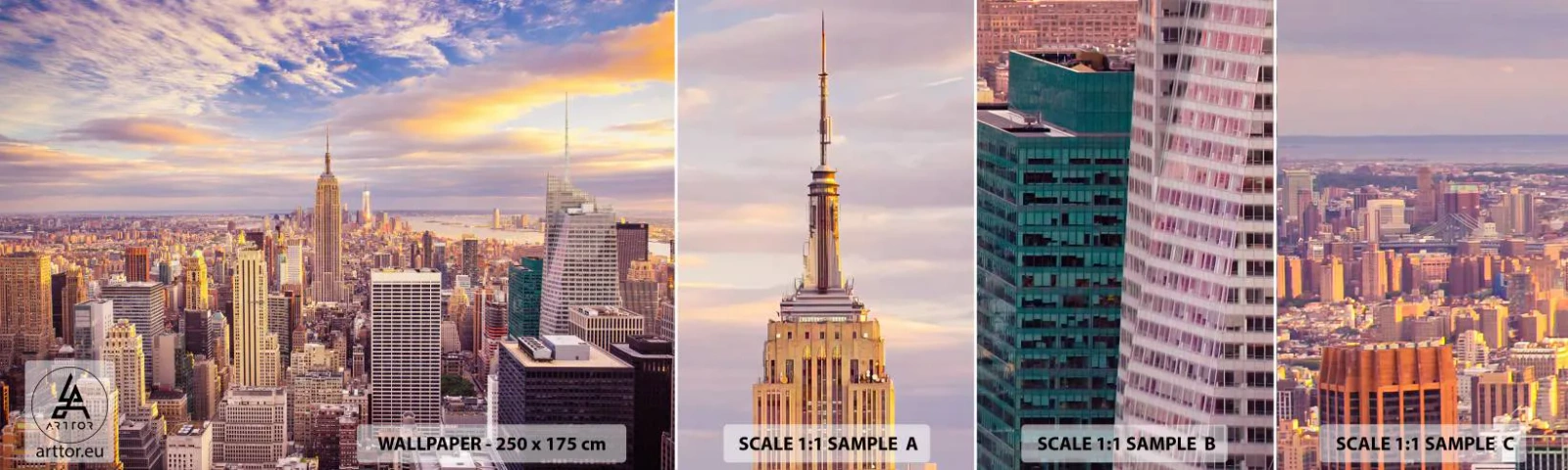Fototapeten Muster Selbstklebend Deluxe Sticker - Nur nach den Wolken greifen - Stadt, New York, Die Architektur - 100x30 cm