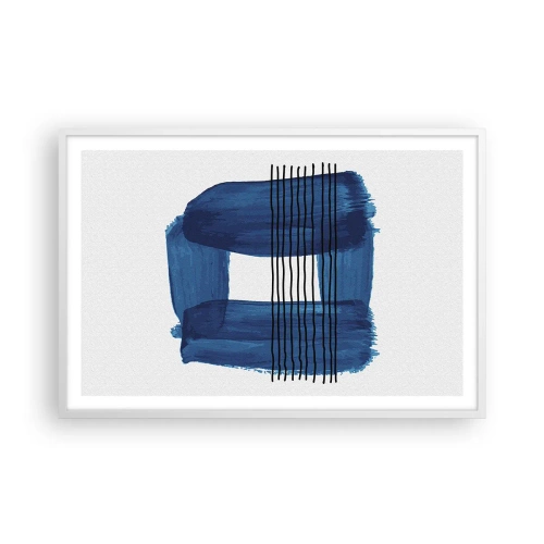 Poster in einem weißen Rahmen - Blaue und schwarze Komposition - 91x61 cm