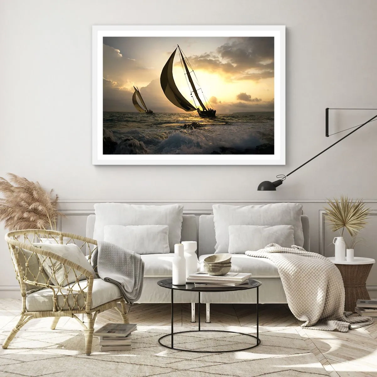 Poster in einem weißen Rahmen - Mit dem Wind und gegen den Wind - 100x70 cm