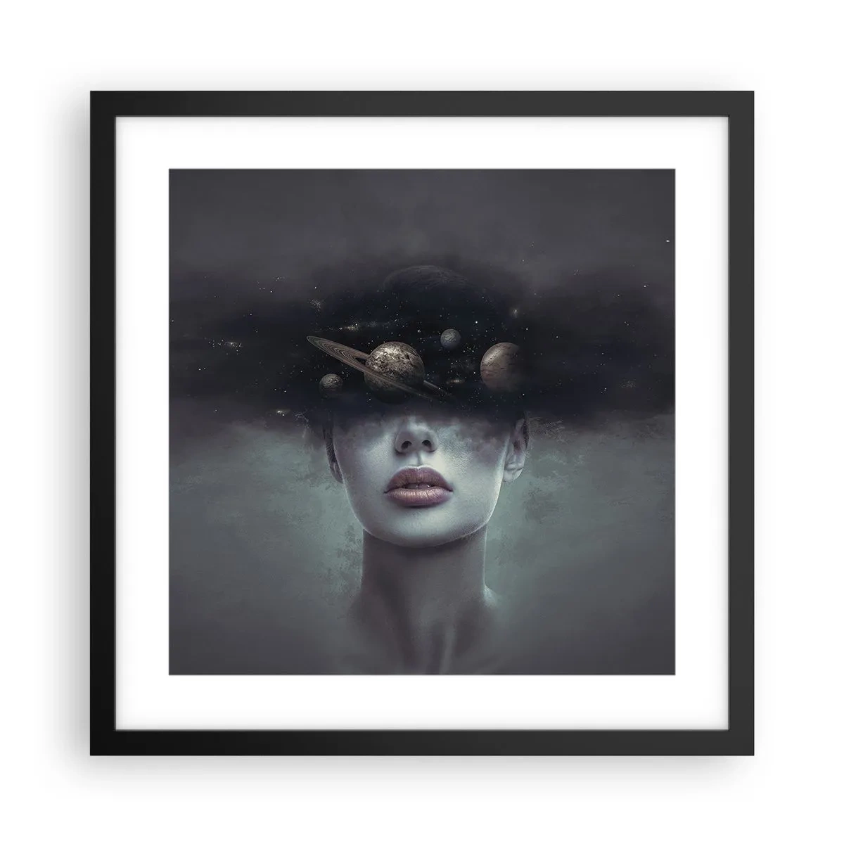 Poster in einem schwarzem Rahmen - Und die Planeten spielen verrückt ... - 40x40 cm