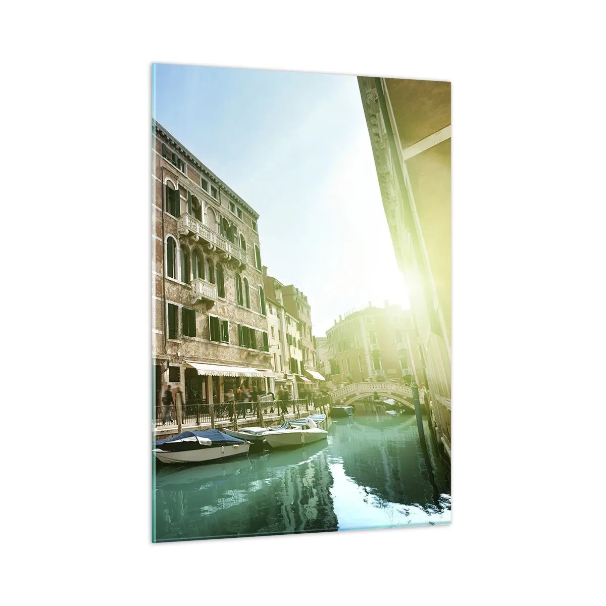 Glasbild - Bild auf glas - Venedig mit Kanal, Brücke und historischen Gebäuden - 50x70cm - Venedig - Amore Mio - Moderne Wanddekoration für Wohnzimmer und Schlafzimmer ARTTOR
