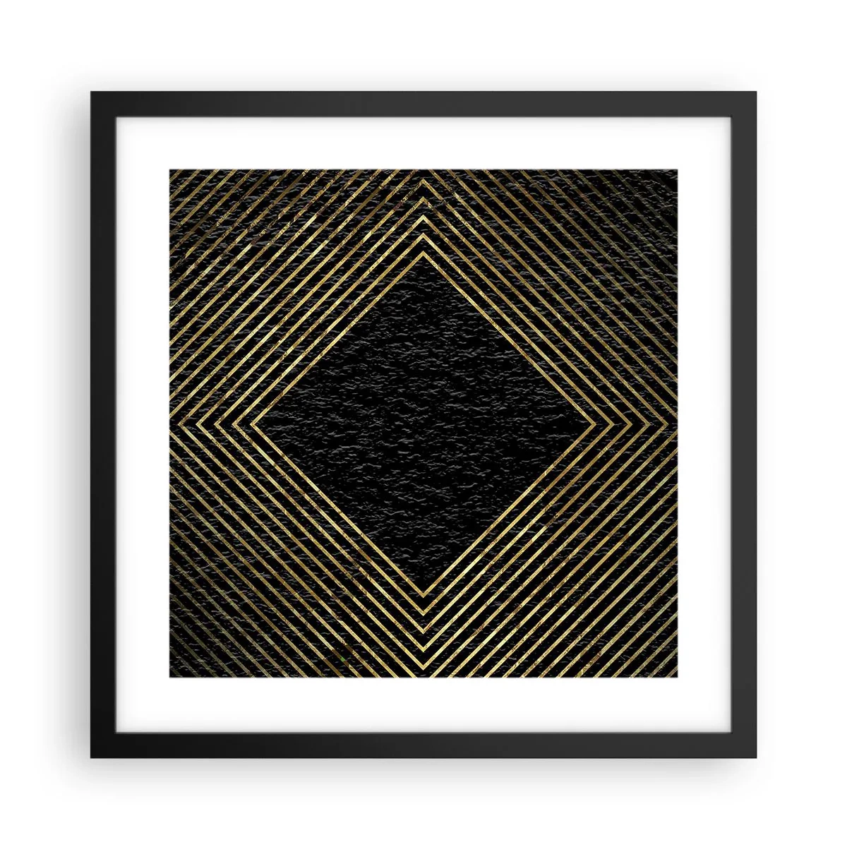 Poster in einem schwarzem Rahmen - Geometrie im glamourösen Stil - 40x40 cm