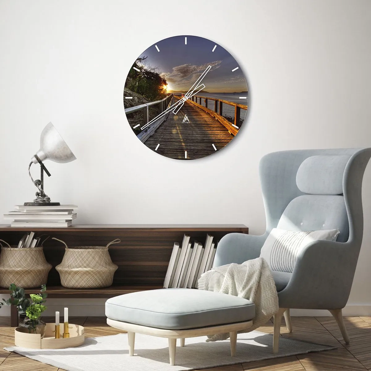 Wanduhr - Glasuhr - Gehen, weiter der Sonne entgegengehen - 30x30 cm