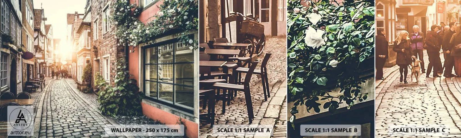 Fototapetenmuster Standard Eco - Rosenallee im rosa Schein - Stadt, Niederlande, Die Architektur - 100x30 cm