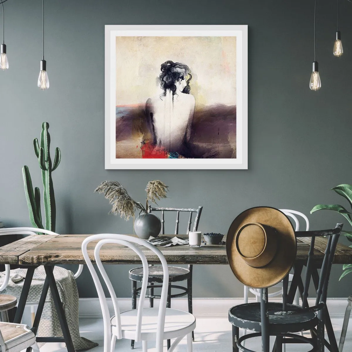 Poster in einem weißen Rahmen - Glatte Linien, ovale Formen - 50x50 cm