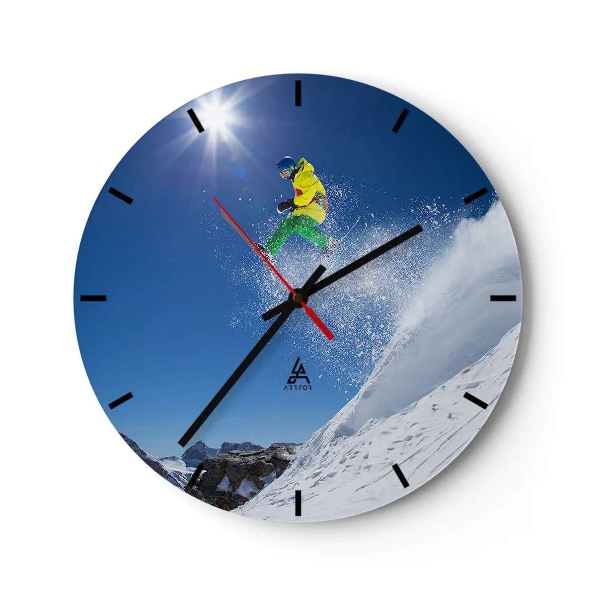 Wanduhr - Glasuhr - Tanzen mit den Bergen - 40x40 cm