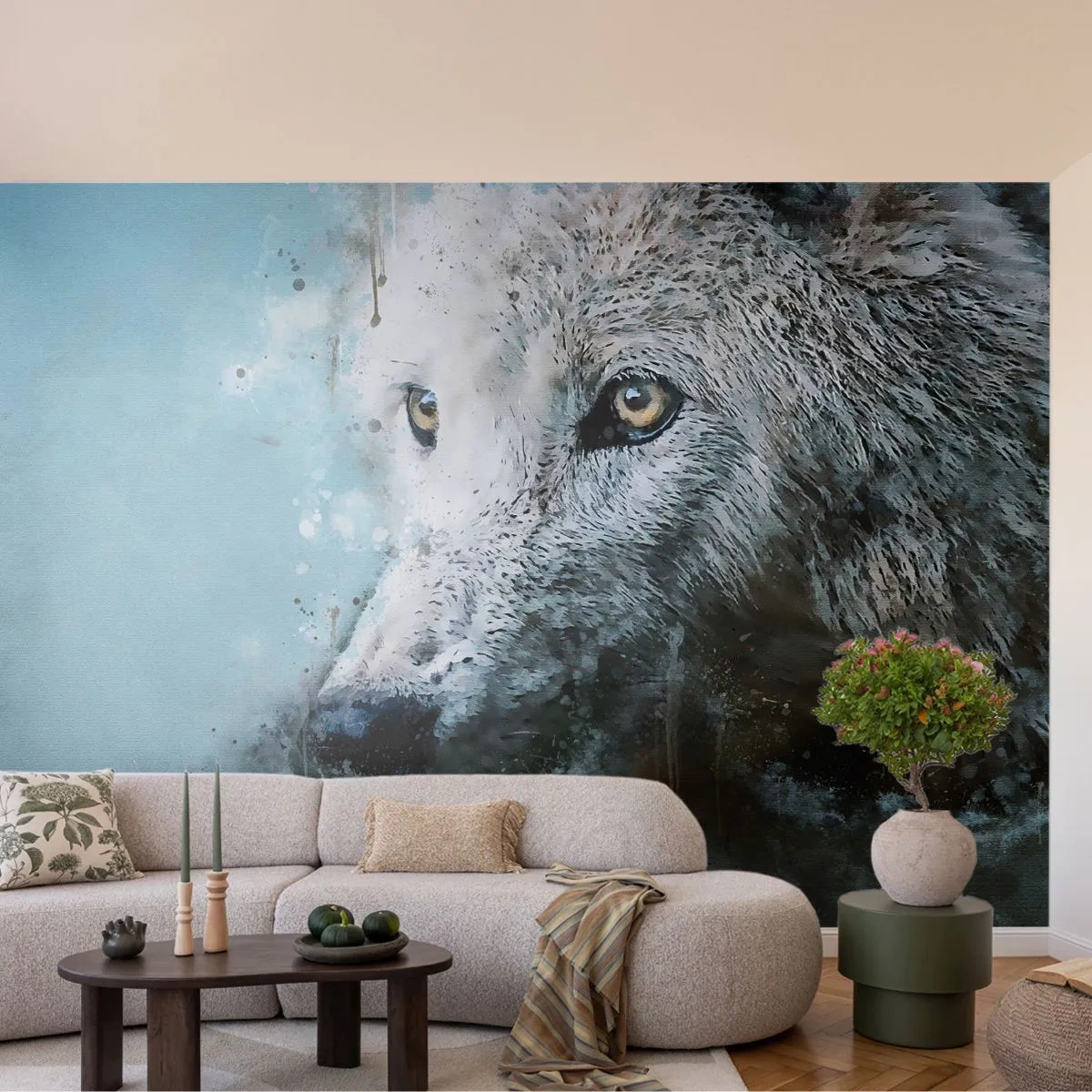 Fototapete Premium Canvas - Lerne die Wolfsseele kennen - Tiere, Wolf, Raubtier - 200x140 cm