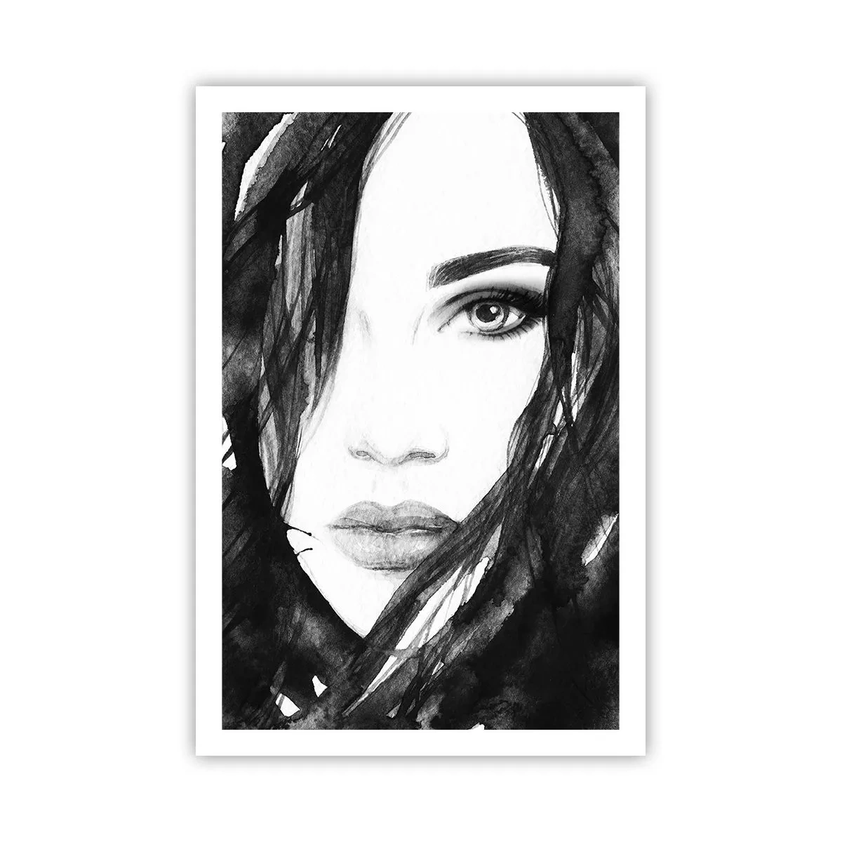 Poster - Porträt einer Dame in Schwarzweiß - 61x91 cm