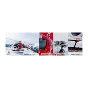 Fototapeten Muster Premium Canvas - Immer bereit - Hubschrauber, Landschaft, Alpen - 100x30 cm