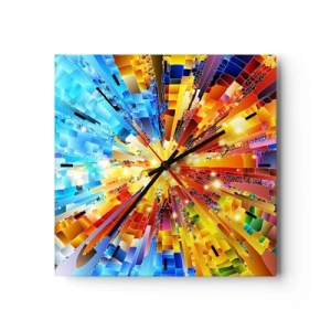 Wanduhr - Glasuhr - Eine dynamische Explosion aus Farbe und Licht - 30x30cm - In Medienauflösung - Moderne Wanddekoration für Wohnzimmer und Schlafzimmer ARTTOR