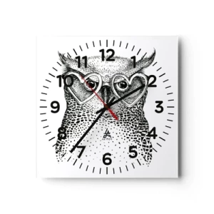 Wanduhr - Glasuhr - Klug und mit Liebe - 30x30 cm