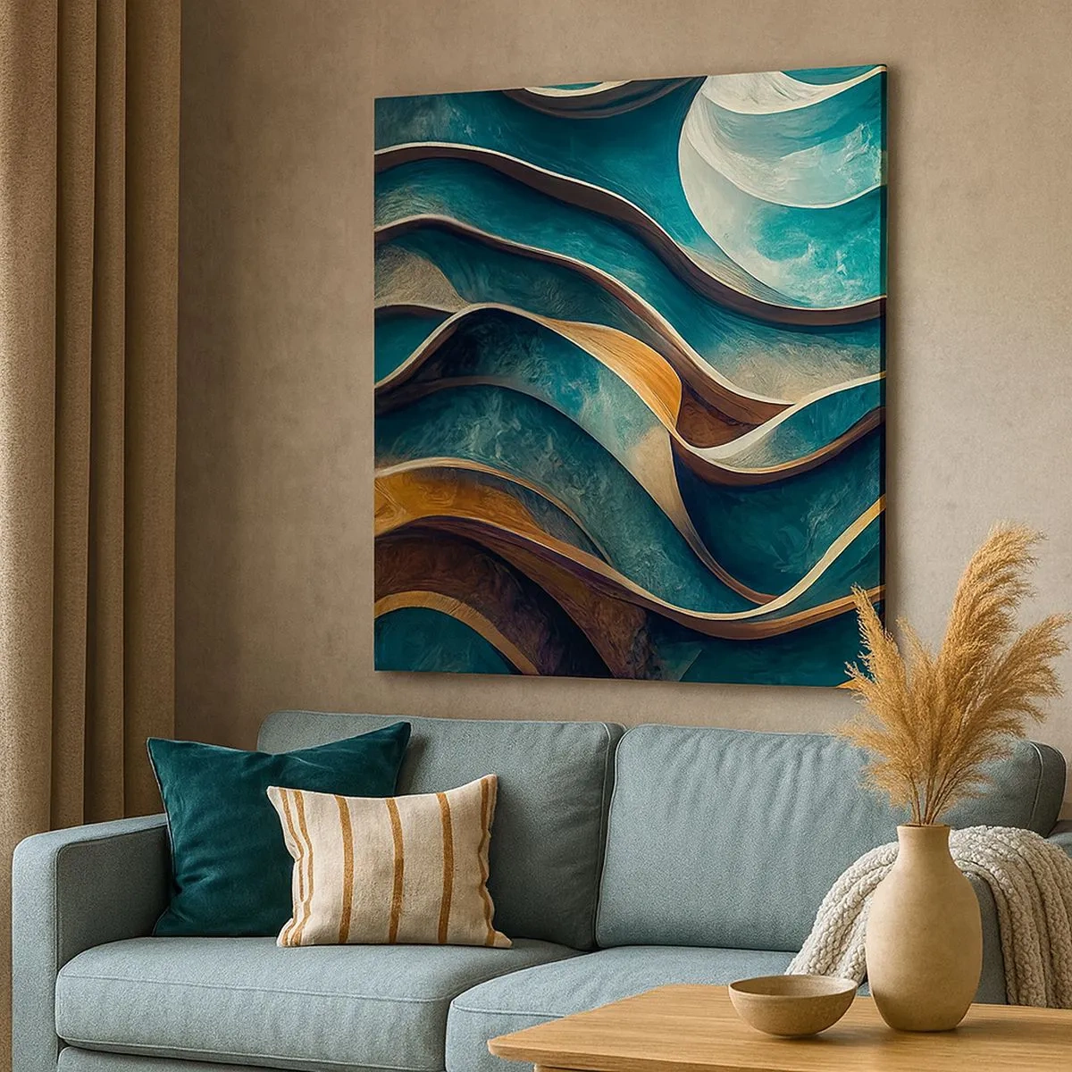 Bild auf Leinwand - Leinwandbild - Blaue Mäander - 30x30 cm