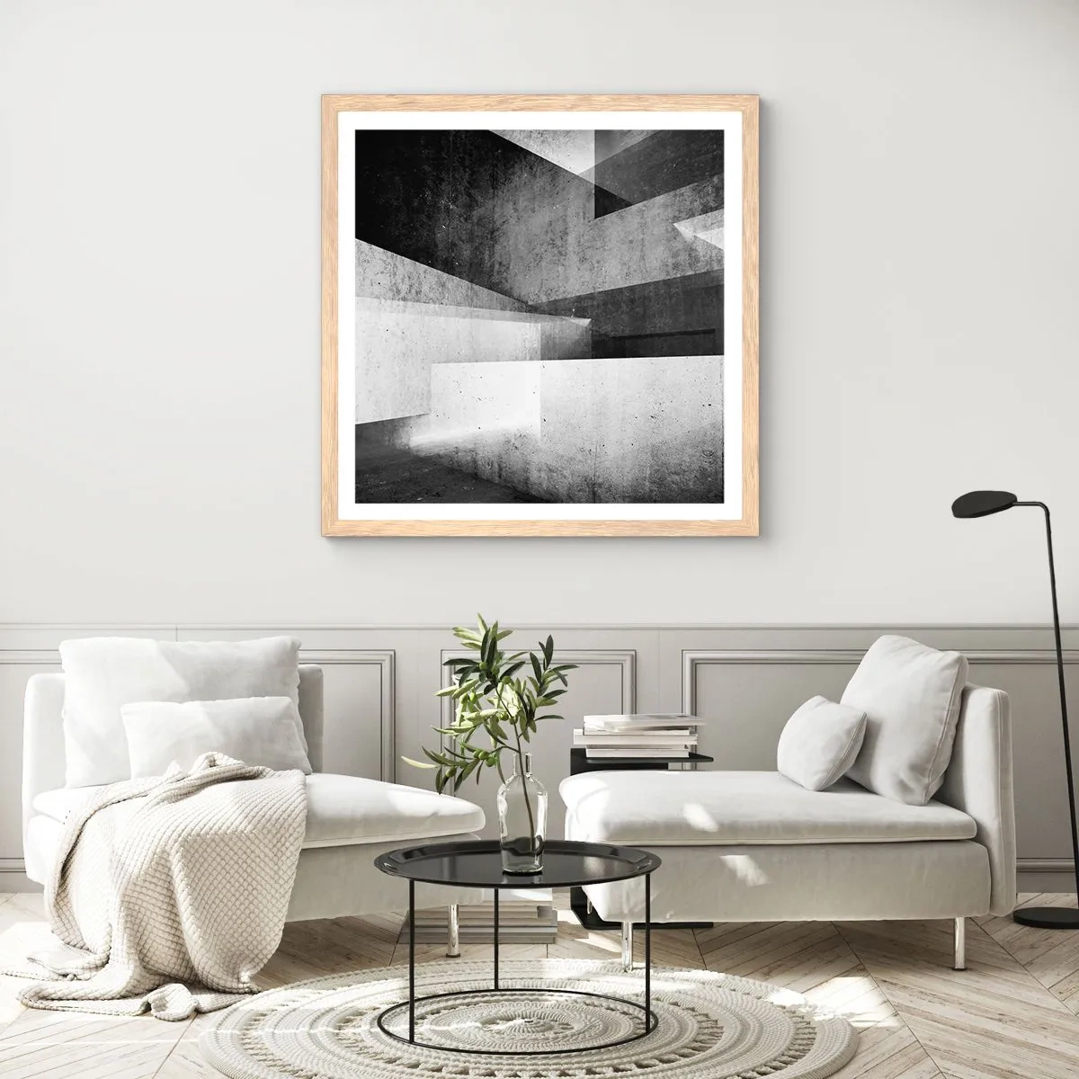 Poster in einem Rahmen aus heller Eiche - Die Raumstruktur - 30x30 cm