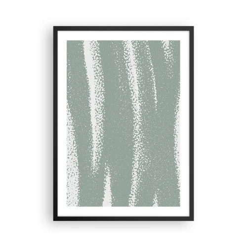 Poster in einem schwarzem Rahmen - Eine minimalistische Komposition in Grün- und Weißtönen - 50x70cm - Abstraktion im Winterklima - Moderne Wanddekoration für Wohnzimmer und Schlafzimmer ARTTOR