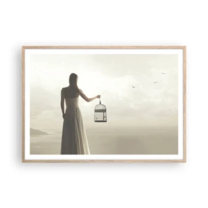 Poster in einem Rahmen aus heller Eiche - Sei frei - 100x70 cm