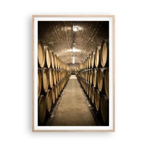Poster in einem Rahmen aus heller Eiche - In einem gemauerten Keller - 70x100 cm