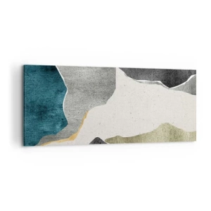 Bild auf Leinwand - Leinwandbild - Geometrische Formen in Grau-, Grün- und Goldtönen - 120x50cm - Mosaikkomposition mit Goldfaden - Moderne Wanddekoration für Wohnzimmer und Schlafzimmer ARTTOR