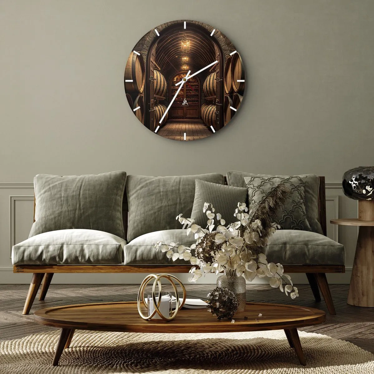 Wanduhr - Glasuhr - Stimmungsvoller Keller - 40x40 cm