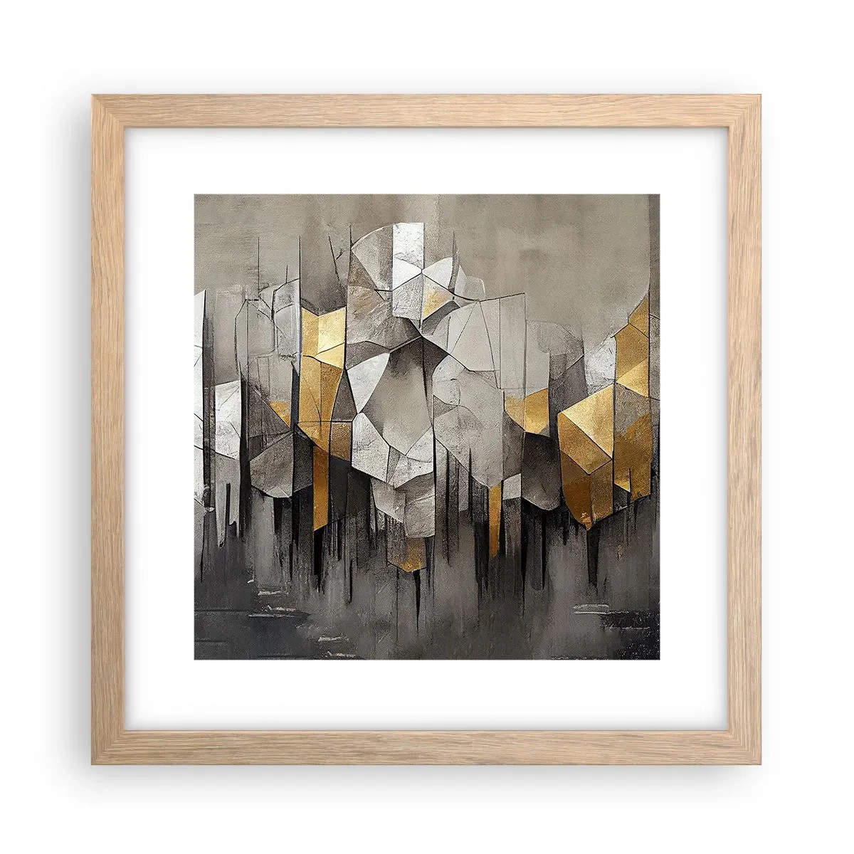 Poster in einem Rahmen aus heller Eiche - Komposition aus Eis und Licht - 30x30 cm