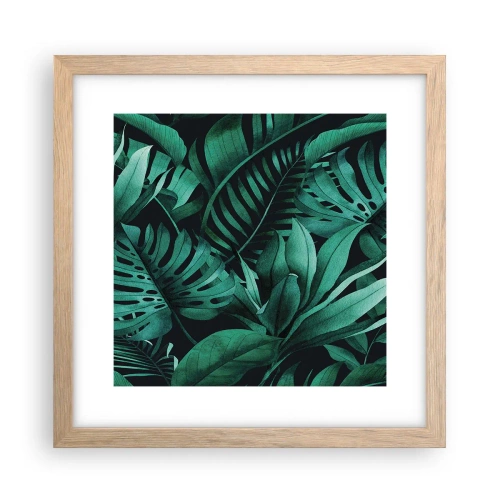 Poster in einem Rahmen aus heller Eiche - Die Tiefe des tropischen Grüns - 30x30 cm