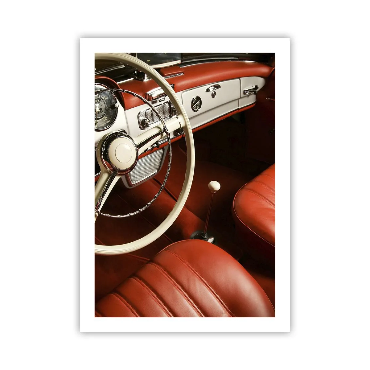 Poster - Stilvolles Interieur eines Oldtimers - 50x70cm - Luxus im Vintagestil - Moderne Wanddekoration für Wohnzimmer und Schlafzimmer ARTTOR
