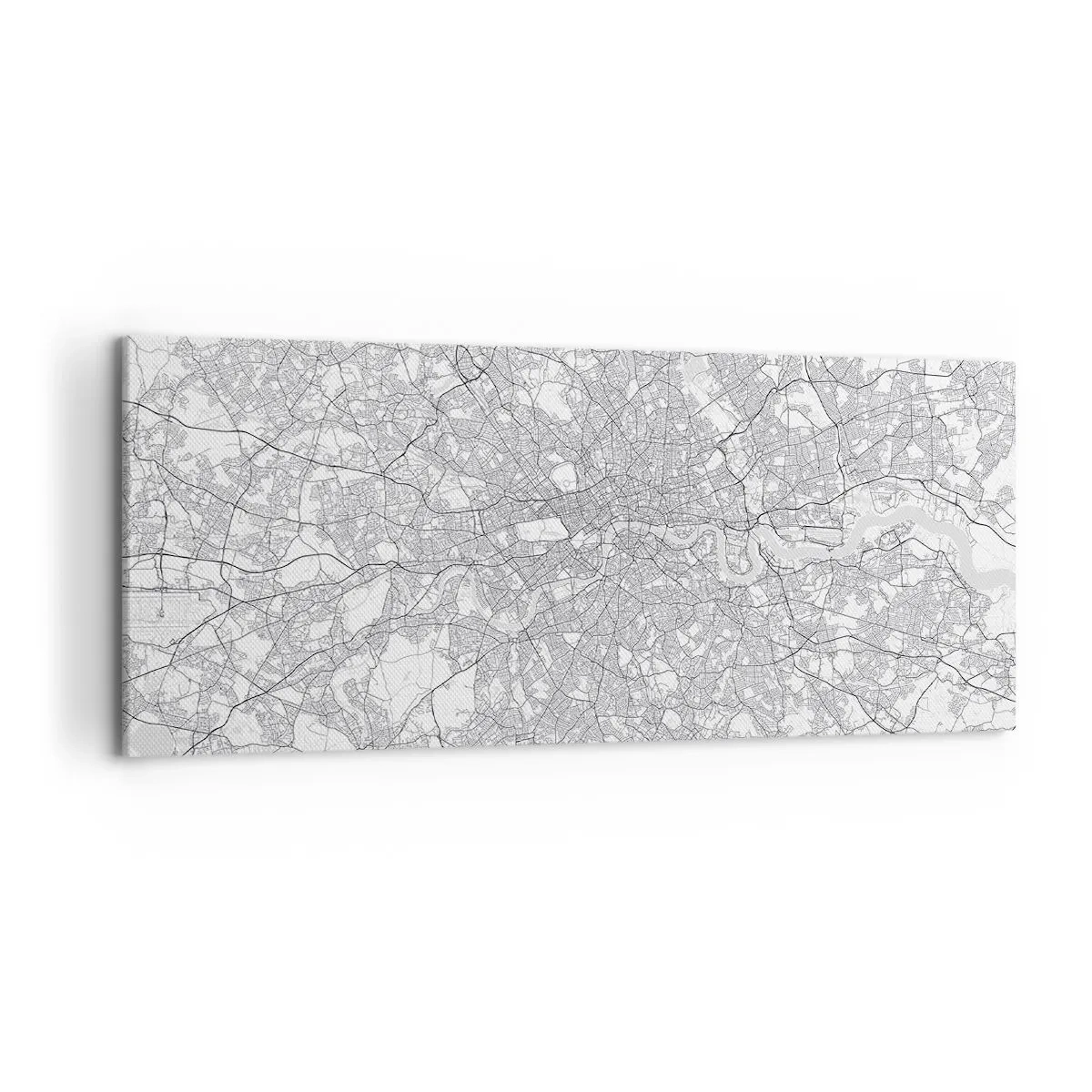 Bild auf Leinwand - Leinwandbild - Ein minimalistischer Stadtplan in Grautönen - 120x50cm - Karte des Labyrinths von London - Moderne Wanddekoration für Wohnzimmer und Schlafzimmer ARTTOR