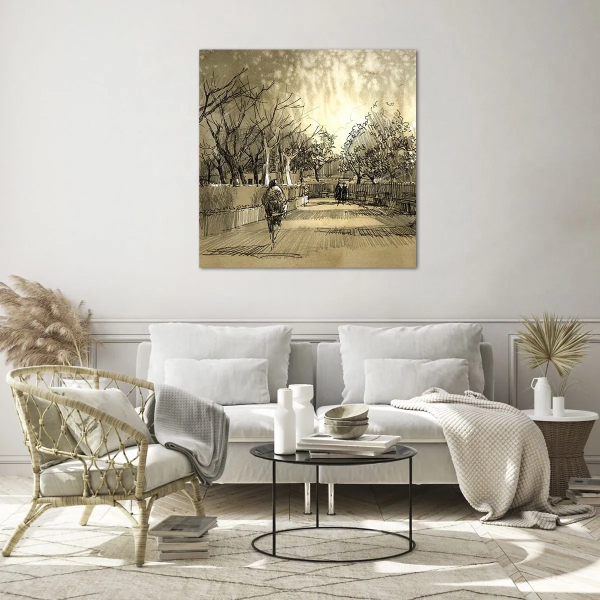 Glasbild - Bild auf glas - Ein Moment mit einer Feder angehalten - 50x50 cm