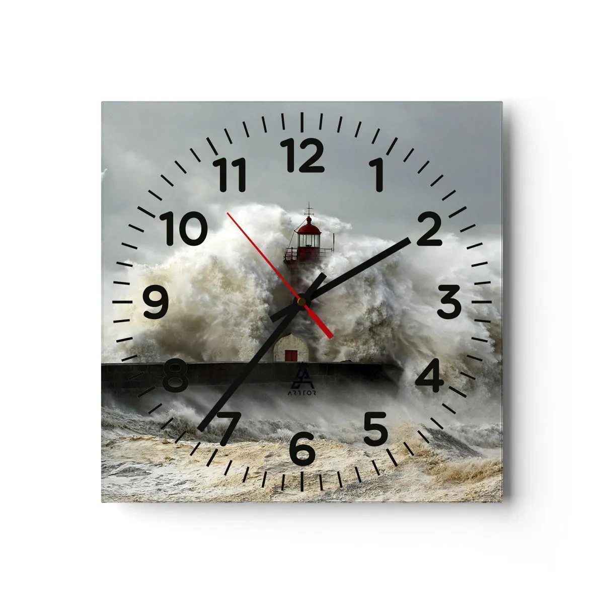 Wanduhr - Glasuhr - Die Wut des Ozeans - 30x30 cm