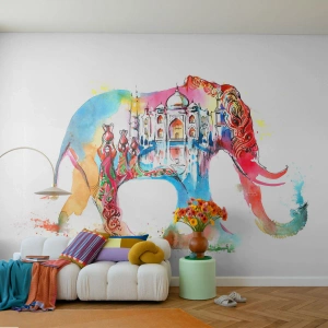 Selbstklebende Fototapete Deluxe Sticker - Indien – die Aura der Liebe - Abstraktion, Elefant, Indien - 400x280 cm