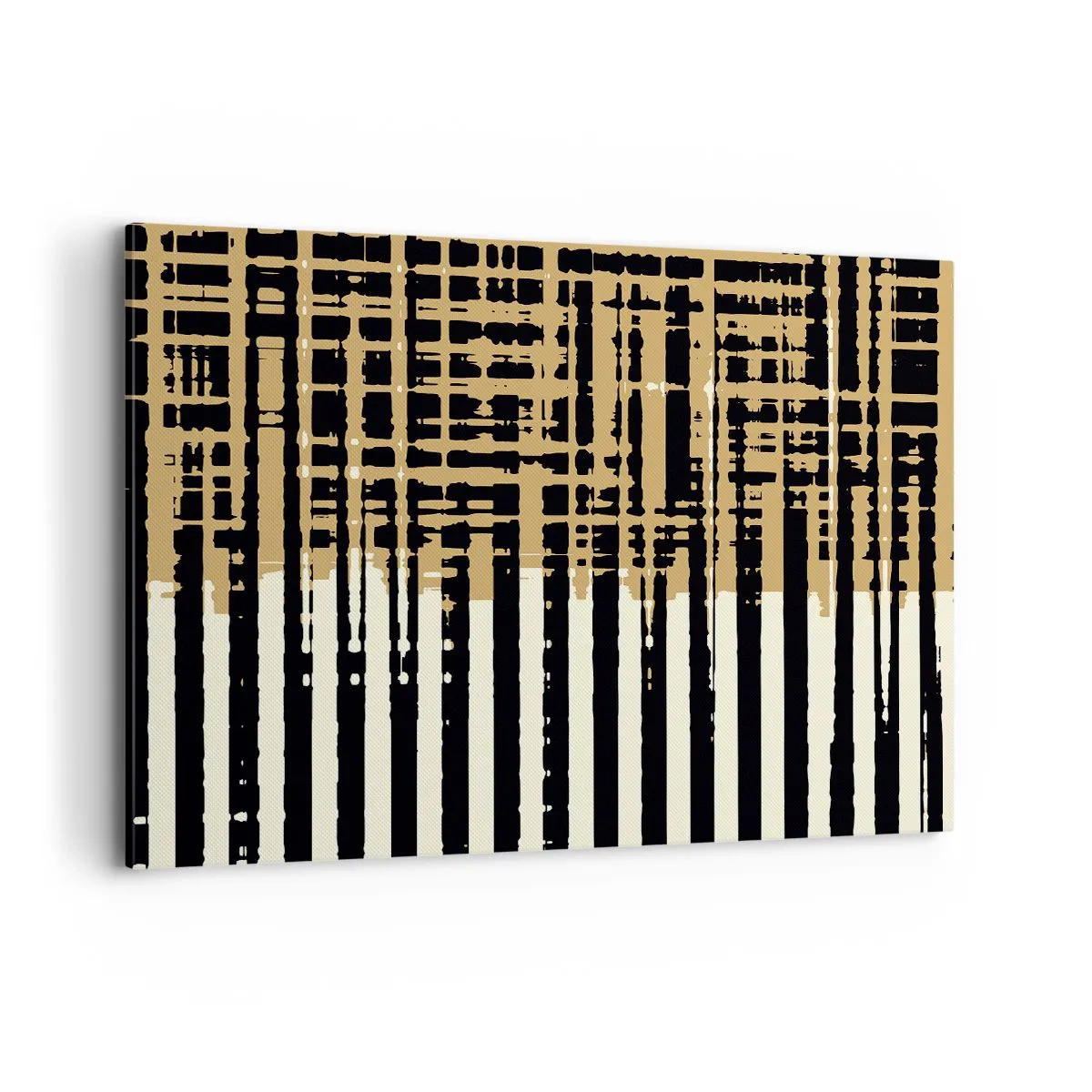 Bild auf Leinwand - Leinwandbild - Abstrakte Linien in Schwarz, Beige und Weiß - 100x70cm - Architektonische Abstraktion - Moderne Wanddekoration für Wohnzimmer und Schlafzimmer ARTTOR