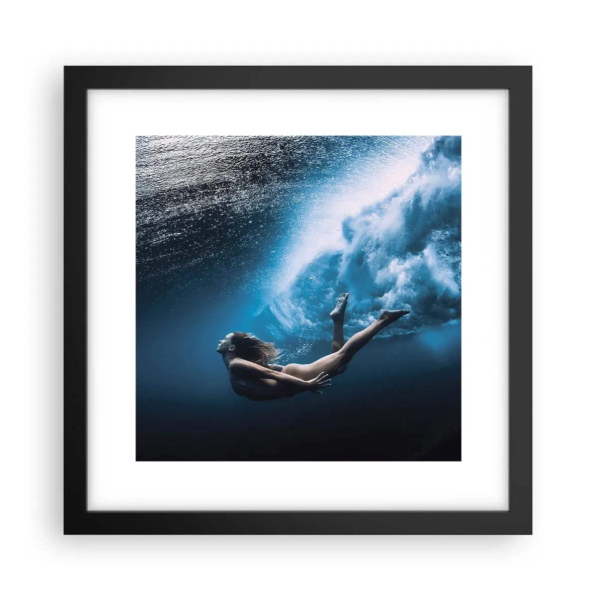 Poster in einem schwarzem Rahmen - Moderne Meerjungfrau - 30x30 cm
