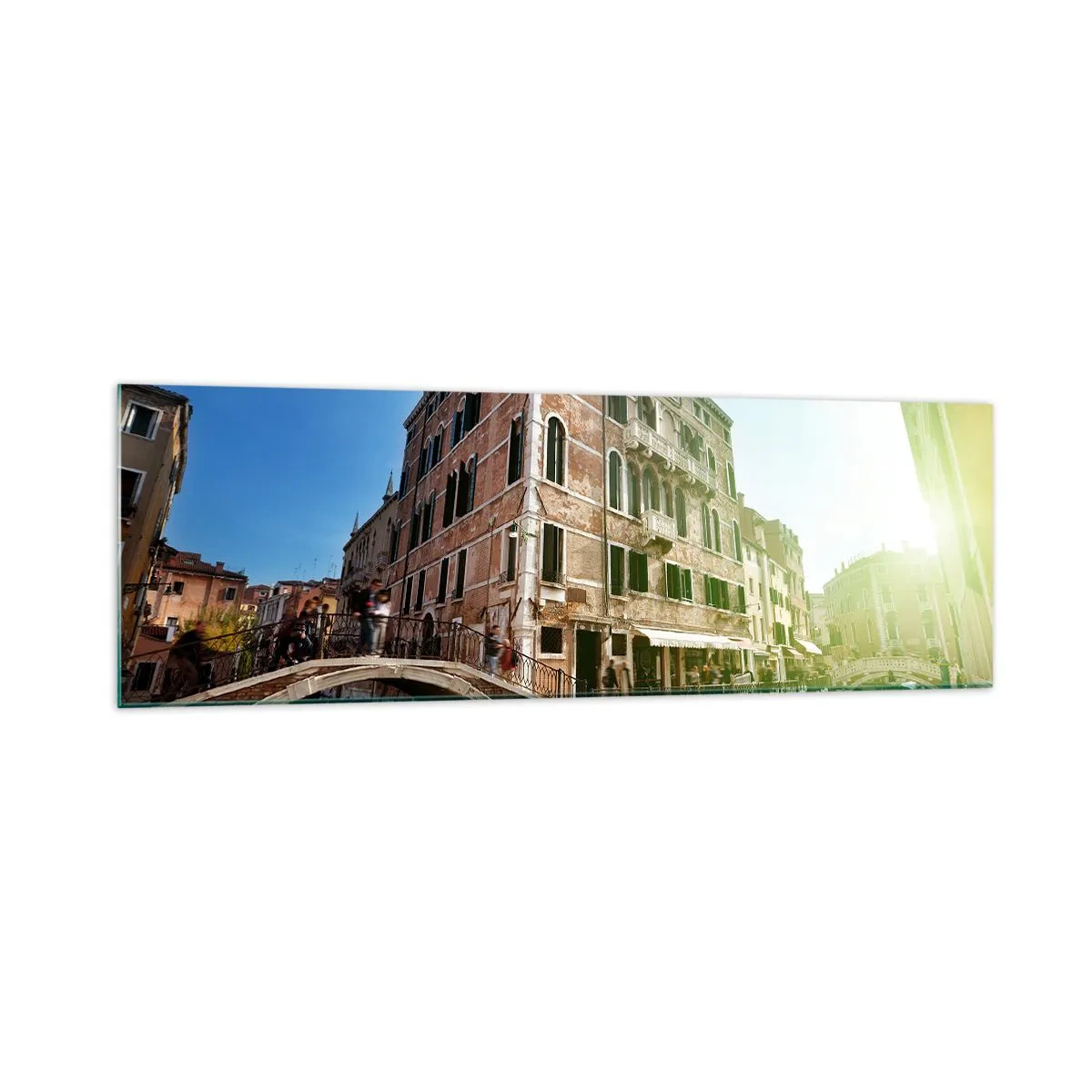Glasbild - Bild auf glas - Venedig-Brücke und Kanal mit historischer Architektur - 160x50cm - Venedig - Amore Mio - Moderne Wanddekoration für Wohnzimmer und Schlafzimmer ARTTOR