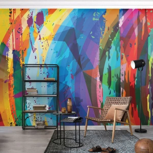 Maßgeschneiderte Fototapete Premium Sand - Farbenfroher Schwindel - Abstraktion, Stück, Moderne Kunst