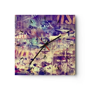 Wanduhr - Glasuhr - Bunte abstrakte Collage mit Text und Grafiken - 30x30cm - Und das ist alles, was es geben wird - Moderne Wanddekoration für Wohnzimmer und Schlafzimmer ARTTOR