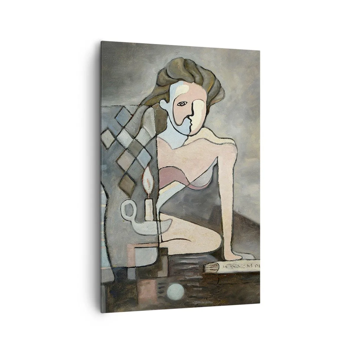 Bild auf Leinwand - Leinwandbild - Abstrakte Figuren in einer symbolischen Komposition mit tiefer Bedeutung - 80x120cm - Mosaik aus Geist und Materie - Moderne Wanddekoration für Wohnzimmer und Schlafzimmer ARTTOR