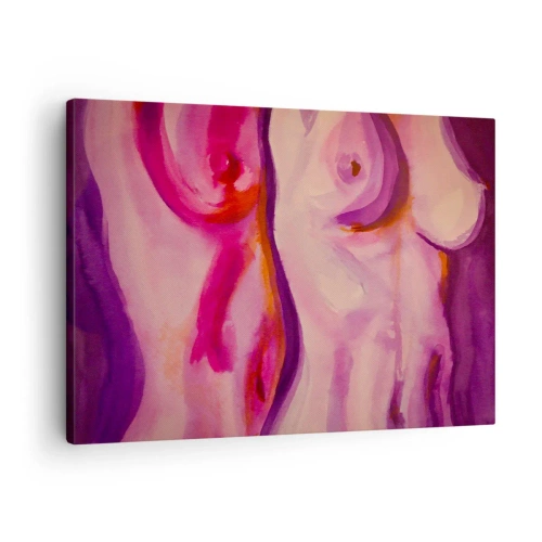 Bild auf Leinwand - Leinwandbild - Eine abstrakte Interpretation der weiblichen Silhouette in Rosa- und Lilatönen. - 70x50cm - Ode an die Weiblichkeit - Moderne Wanddekoration für Wohnzimmer und Schlafzimmer ARTTOR