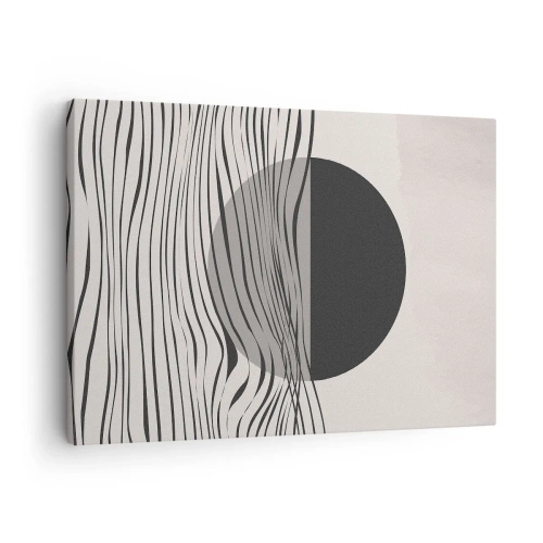 Bild auf Leinwand - Leinwandbild - Abstrakte Linien und geometrische Formen in gedeckten Farben - 70x50cm - Halbe Komposition - Moderne Wanddekoration für Wohnzimmer und Schlafzimmer ARTTOR