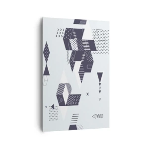 Bild auf Leinwand - Leinwandbild - Moderne geometrische Grafiken in Weiß- und Marineblautönen - 80x120cm - In der Seele eines Mathematikers - Moderne Wanddekoration für Wohnzimmer und Schlafzimmer ARTTOR