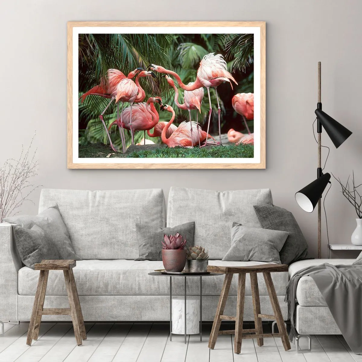 Poster in einem Rahmen aus heller Eiche - Nachmittagsklatsch - 70x50 cm