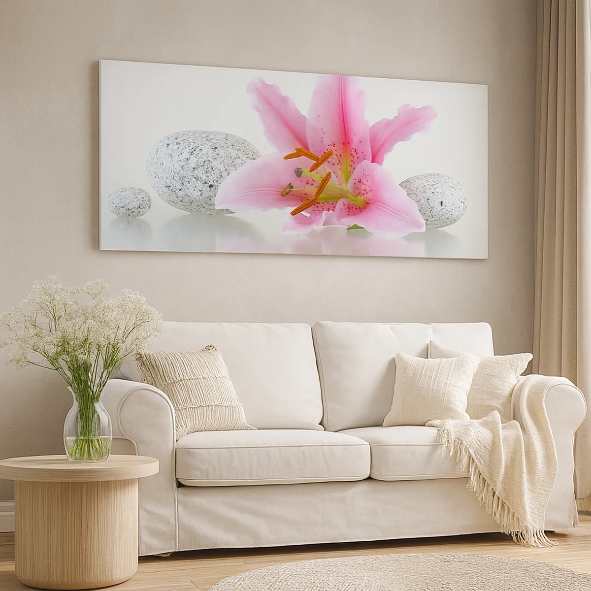 Bild auf Leinwand - Leinwandbild - Eine Studie in Pink, Grau und Weiß - 30x30 cm