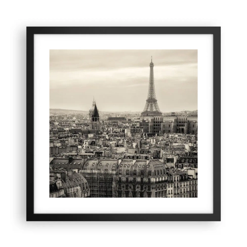 Poster in einem schwarzem Rahmen - Über den Dächern von Paris - 40x40 cm