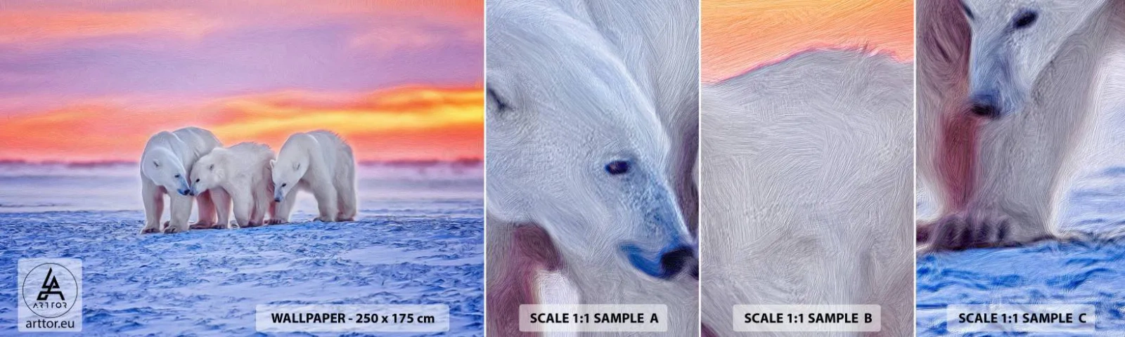 Fototapetenmuster Standard Eco - Familienwärme ist genug - Tiere, Eisbär, Schnee - 100x30 cm