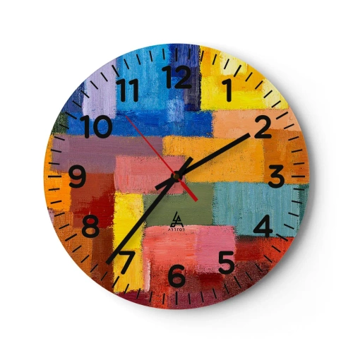 Wanduhr - Glasuhr - Jeder ist anders, alle bunt - 40x40 cm