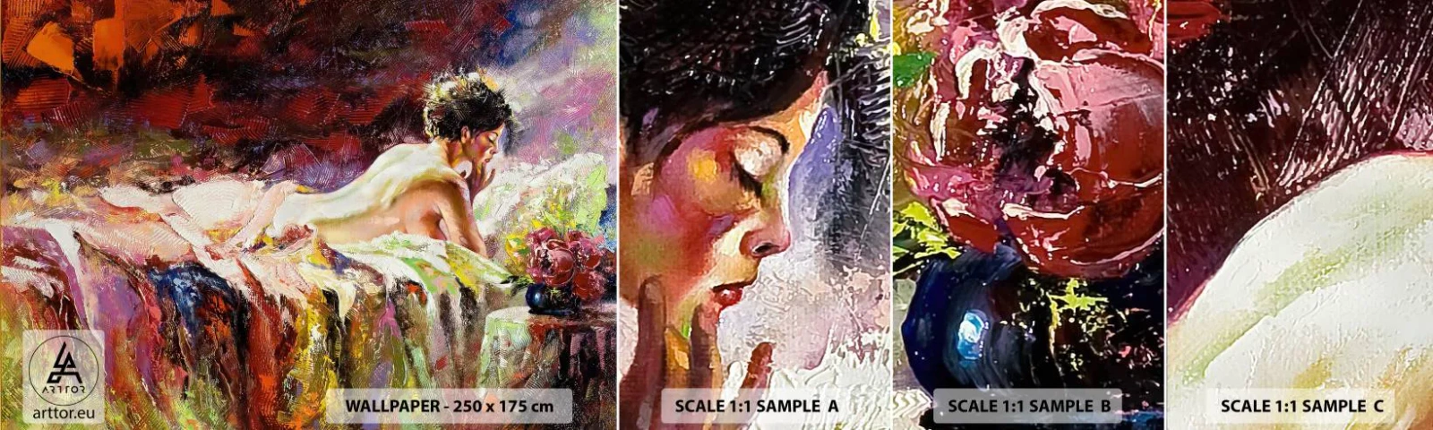 Fototapeten Muster Selbstklebend Deluxe Sticker - Venus in Gedanken - Frau, Körper, Stück - 100x30 cm