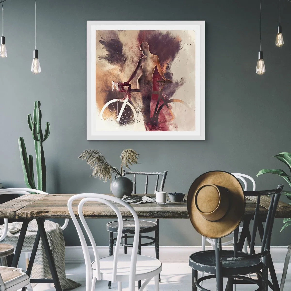 Poster in einem weißen Rahmen - Eine Fahrradseele in Marmorformen - 40x40 cm