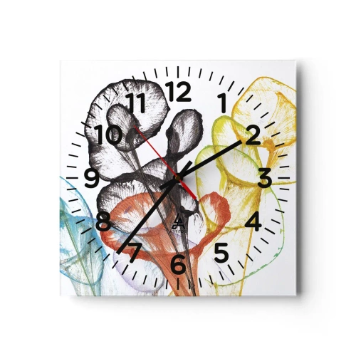 Wanduhr - Glasuhr - Blumen mit Seele - 30x30 cm