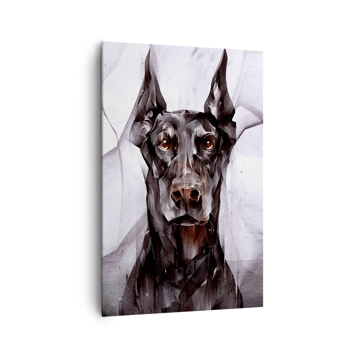 Bild auf Leinwand - Leinwandbild - Abstraktes Porträt eines Hundes in künstlerischer Herangehensweise - 80x120cm - Edelgeboren - Moderne Wanddekoration für Wohnzimmer und Schlafzimmer ARTTOR